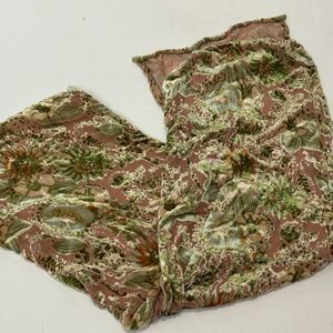 Silk Burnout Velvet Floral Rectangle Scarf Shawl Wrap Pink Green Boho Festival